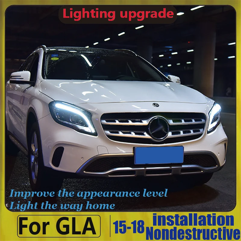 Car Styling Head Lamp For Mercedes- Benz GLA 200 220 260 2015 2016 2018 Headlights ALL LED Headlight Daytime Running Light DRL | Автомобили