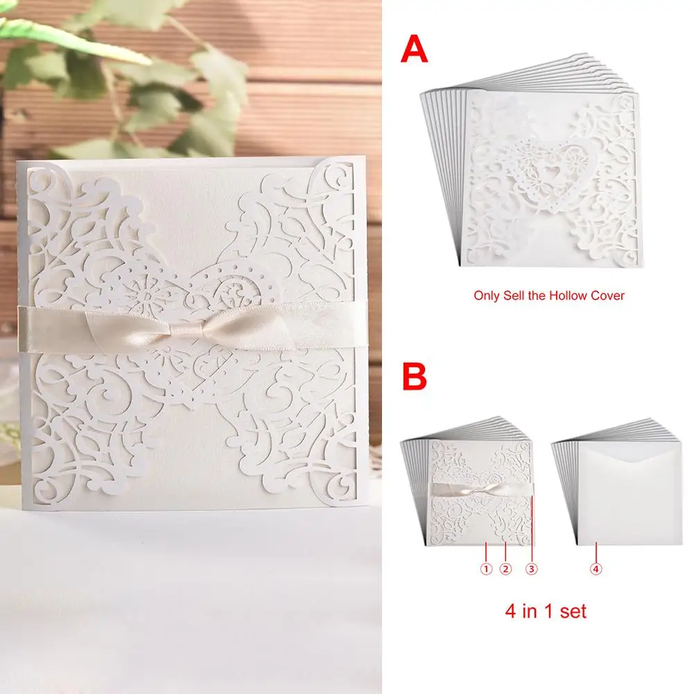  10PCS European Style Elegant Delicate Carved Lace Wedding Party Invitations Cards Wedding Party Dec - 4.00009E+12