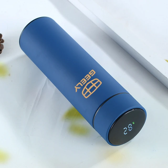 500ml Car Style Pink Smart Thermos Mug LED Temperature Display Stainless Steel Cup With Logo For Geely ck Emgrand ec7 gt gc9 gl gray