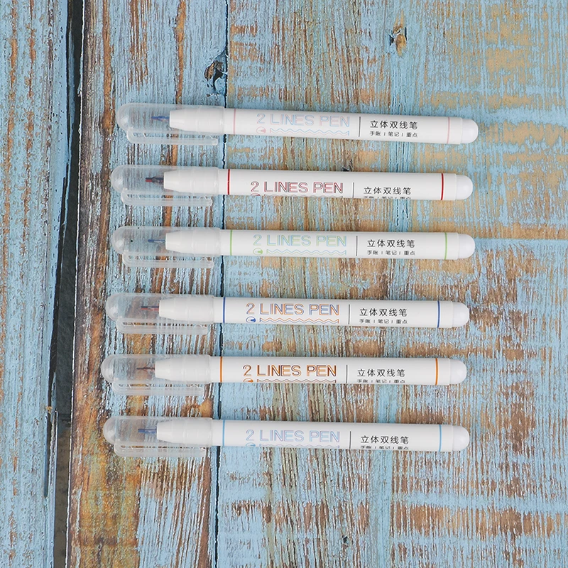 1 pcs Colorful Liner Pen 2 Lines Outline Double Head Pens for Writing Drawing Stationery School & Office Suppllies Kids Gifts