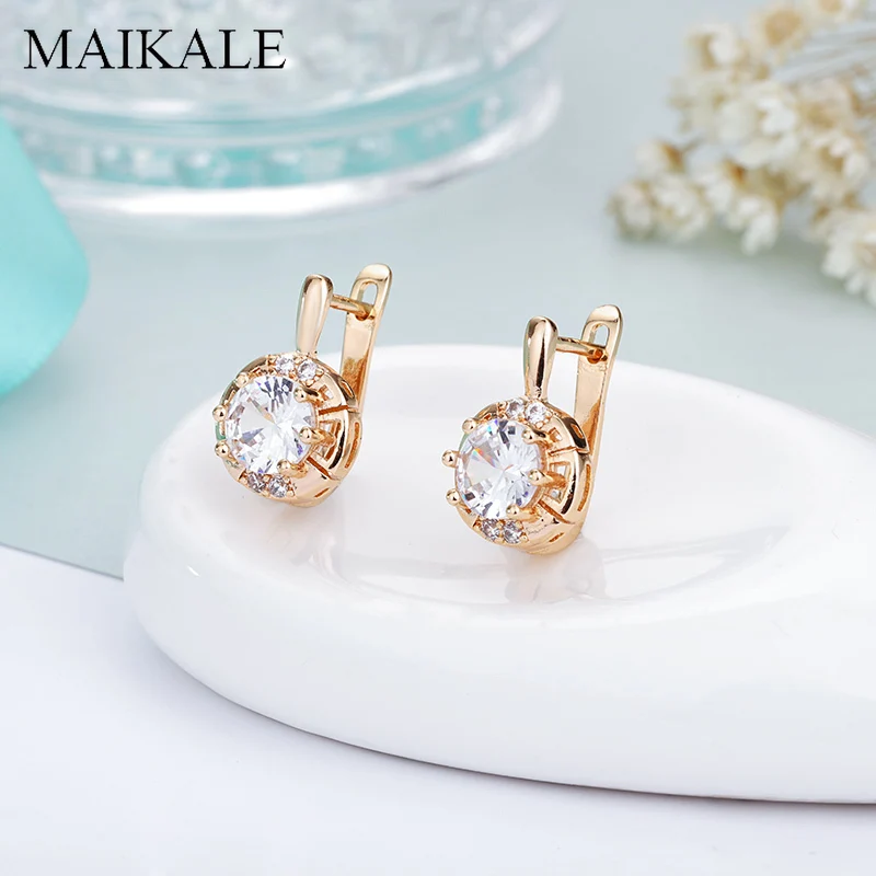 Женские круглые серьги гвоздики MAIKALE простые корейские золотого/серебряного