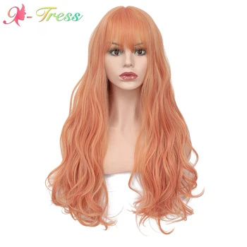 

X-TRESS 24 Inches Orange Color Trendy Glueless Synthetic Wig Natural Wave for Black Women High Temperature Fiber Hair on Sale