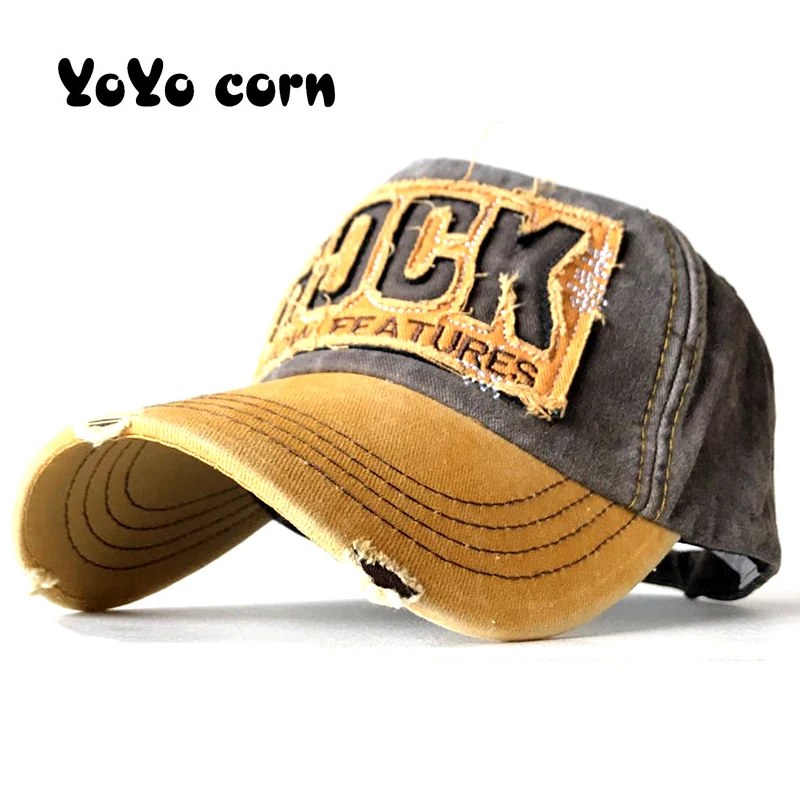 Women Cap Baseball-Cap Sun-Hat Embroidery Rock-Letter Outdoor Unisex YOYOCORN Old Washed