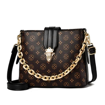 

Tendance Women's Luxury Bag Chain Leather Side Bag Vintage Printing Shopper Bag for Girls New Fashion Shoulder Totebag