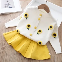 Girls' Cozy Knit Sweater & Skirt Set - Festive Autumn/Winter Collection - 120(5 T) (As picutre)