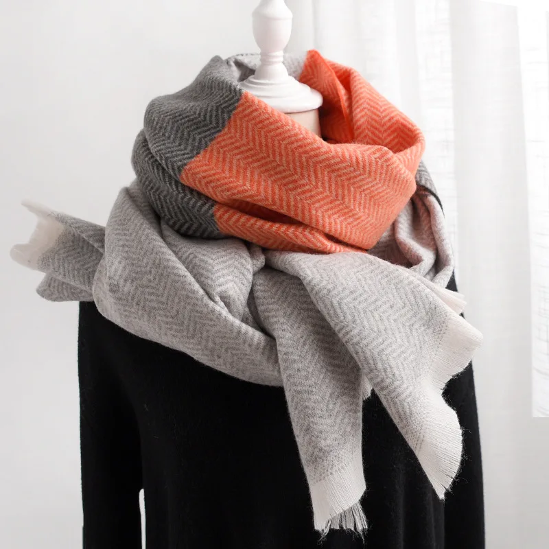 Роскошный брендовый женский шарф в клетку, однотонный кашемировый шарф с кисточками и узором в виде сердечек, Пашмина для леди, накидка, шали и обертывания