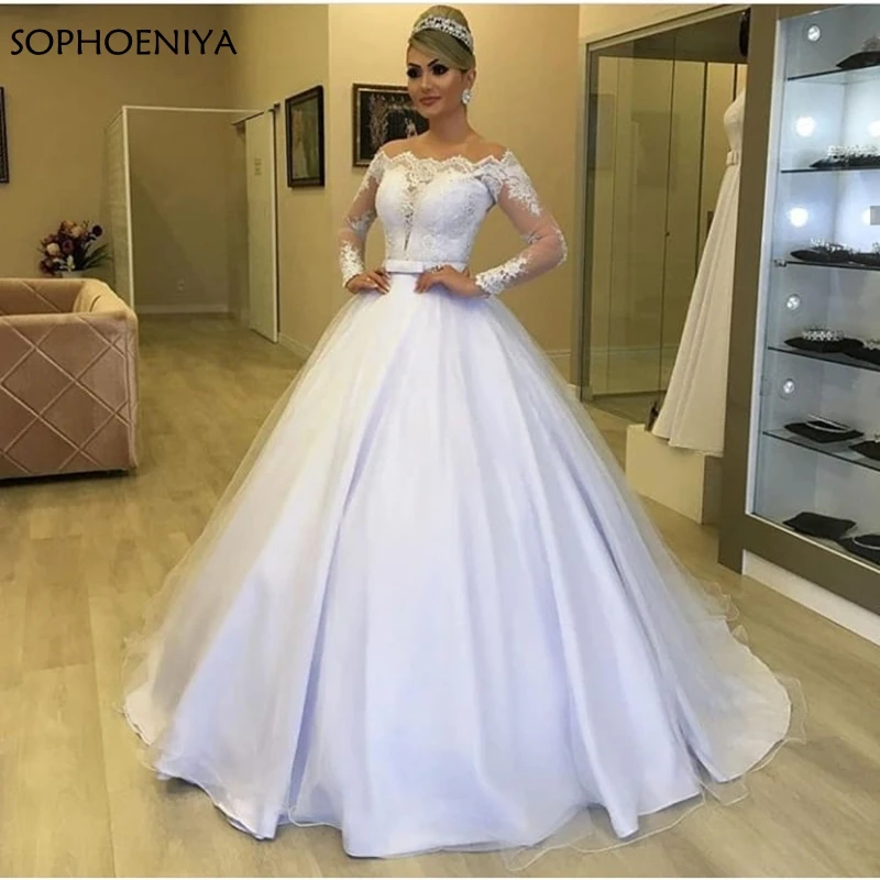 Vestido de noiva мусульманское свадебное платье с длинным рукавом бальное свадебное платье недорогое свадебное платье Wesele