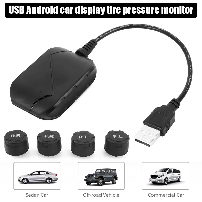 Sensor externo TPMS 4 inalámbrico TPMS sensores de presión de neumáticos USB sistema de alarma para