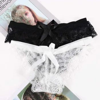 

Women's Sexy G-string Lingerie Lace Thong Seamless Briefs Perspective Lace Flower Panties Knicker Breathable Low Waist Underwear