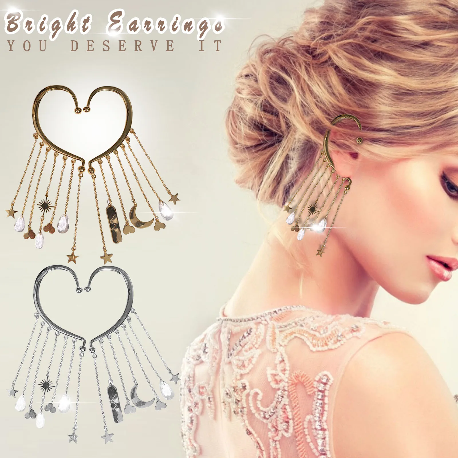 Hot Sale Women's Dangle Earrings Exquisite Angel Tears Ear Wrap For Women Clip Earrings No Piercing Fake Cartilage Earrings 2