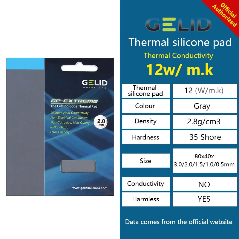 GELID GP-EXTREME Thermal Pad CPU/GPU Graphics Card Motherboard High-performance Heat Dissipation Silicone Multi-Size 12W