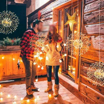 

2Pcs 120 Micro LEDs Firework Fairy String Lights Starburst Hanging Waterproof LIGHT Decor W/ Remote Controller Warm White