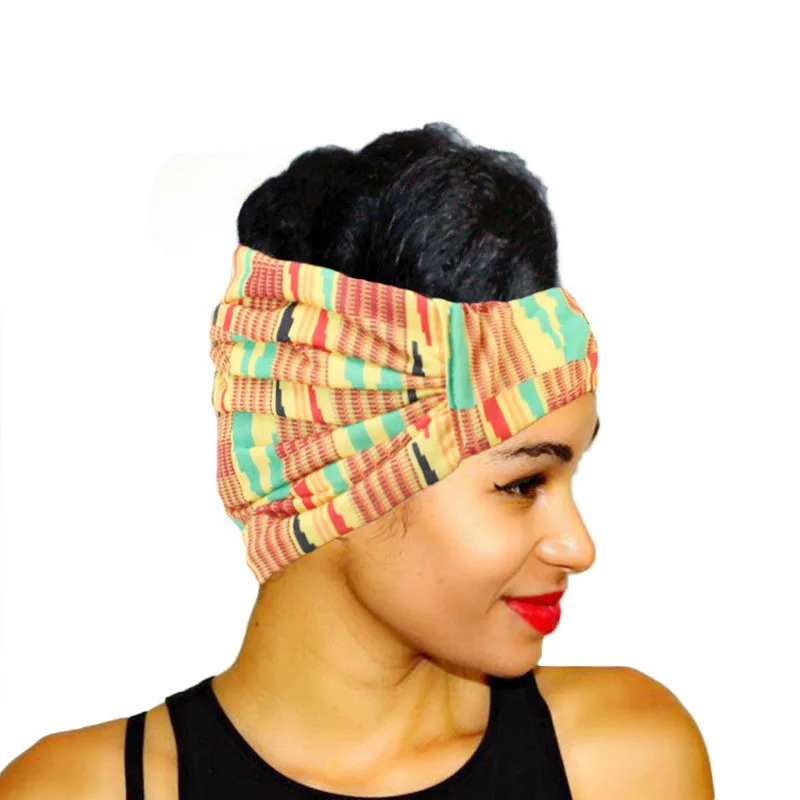 Women Elastic Headwear Turban Head Scarf African Print Stretch Cotton Headband Ladies Sport Bandage Head Wrap Hair Accessories