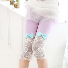 Кружевные летние белые детские леггинсы для девочек тонкие эластичные летние шорты для танцев для маленьких девочек
