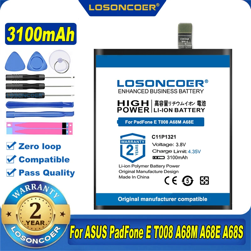 100% Оригинальный LOSONCOER Новый C11P1321 3100 мА/ч Батарея для Asus A68M PadFone E T008 A68E A68S мобильный