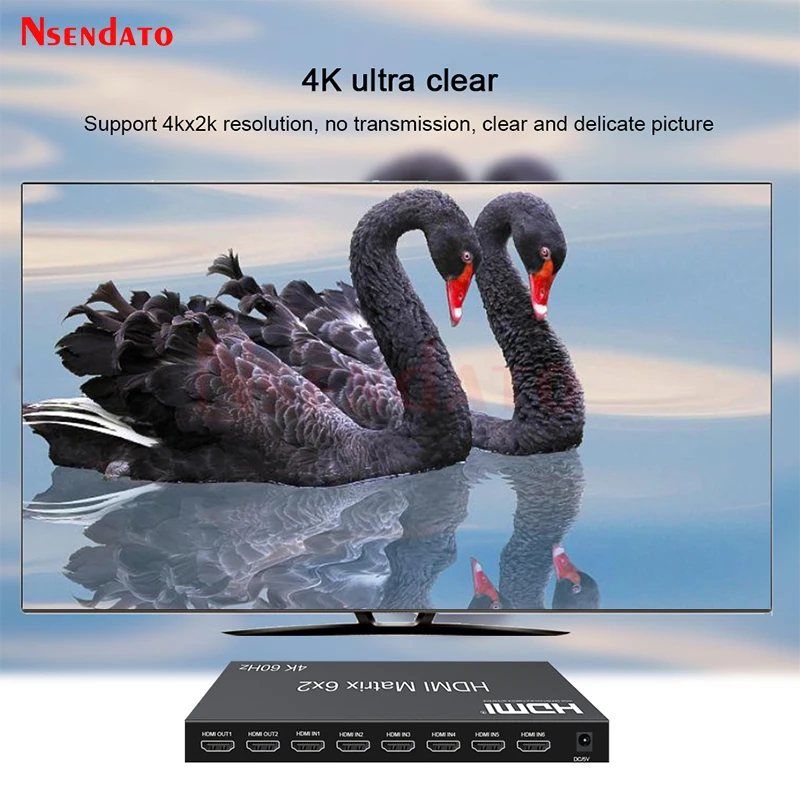 HDMI Matrix Switch hdmi splitter converter hdmi switch 6x2 4k 60Hz profesional HDMI Matrix Switch Splitter 6 in 2 out with Audio Video Switcher for PC monitor