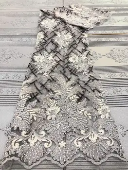 

African Voile Lace Fabric 2019 High Quality Lace 3D Flower Lace Fabric Beautiful Applique Stones Lace For Nigerian Wedding Dress