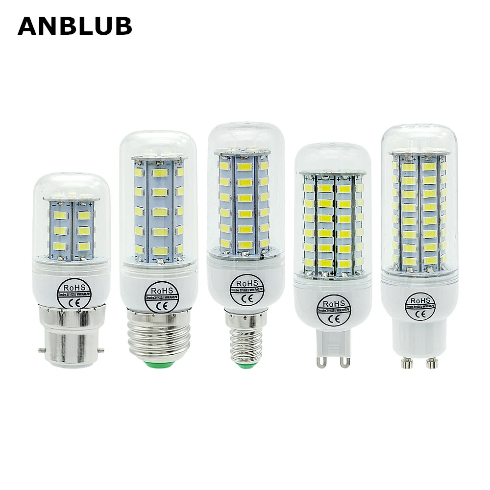 Светодиодная лампа ANBLUB E27 E14 B22 G9 GU10 светильник в SMD 220 люстра прожектор 24 36 48 56 69 72LED s