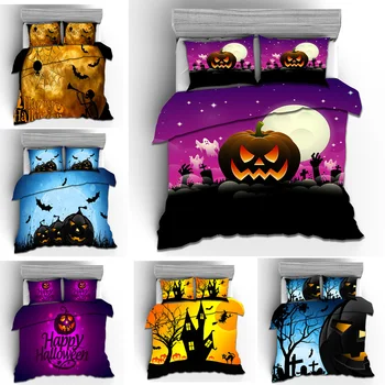 

3D Halloween cartoon digital printing 2/3pcs quilt cover + pillowcase double bed sheet cover quilt cover bedding quilt cover