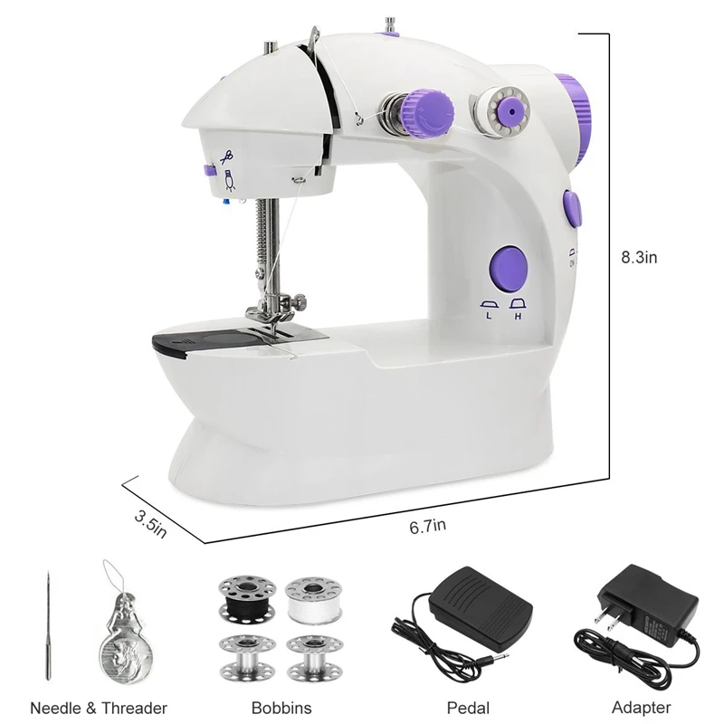  Mini Sewing Machine AU Plug Portable Electric Sewing Machine with Lamp and Thread Cutter High & Low