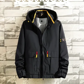 

2020 Autumn & Winter New Arrival Tooling New Jacket Men's Casual Print Plus Size Loose Large Pocket Hooded Jacket Free Shipping