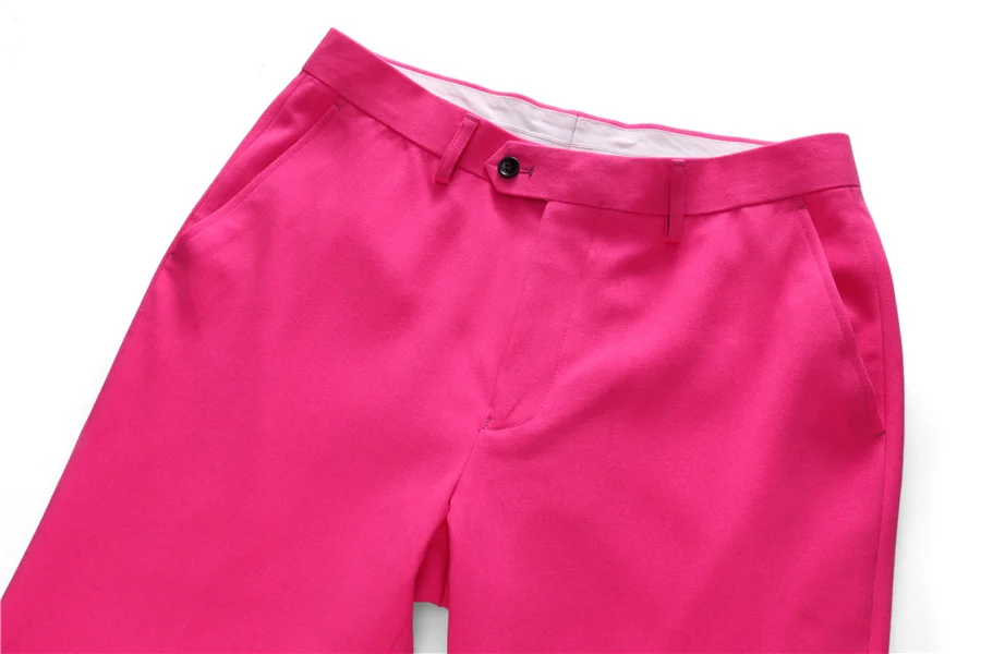 Plyesxale Розовый Красный смокинг для свадьбы для мужчин Slim Fit роскошные мужские s формальный костюм розовый фуксия красный желтый 3 шт. костюмы мужской Q713