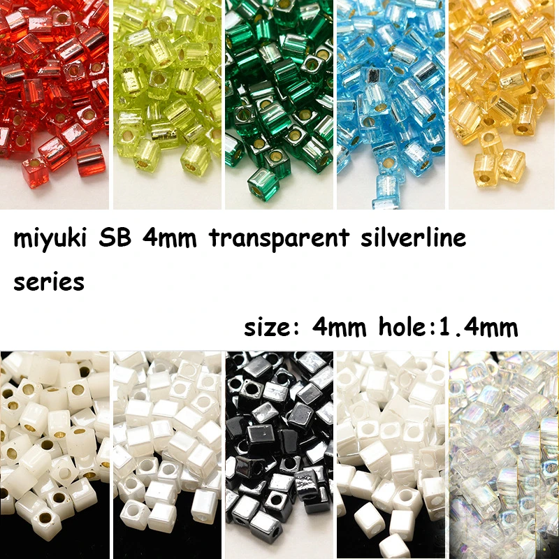Japanese Miyuki Sb Square Beads 4mm 18 Color Transparent Silverine Color Series 13g Diy Beads Beads Aliexpress