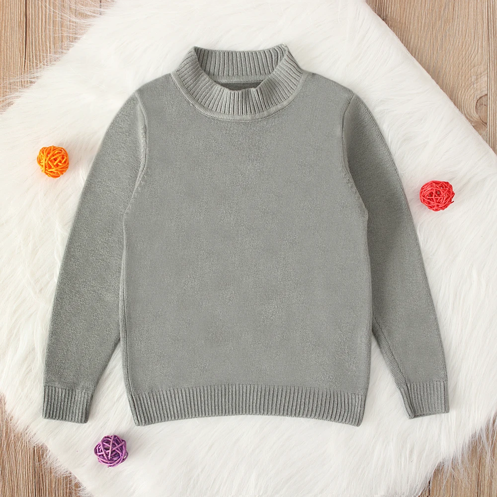13 цветов, осенне-зимние свитера с круглым вырезом для маленьких девочек и мальчиков, вязаный пуловер с длинными рукавами, Однотонный свитер, топы