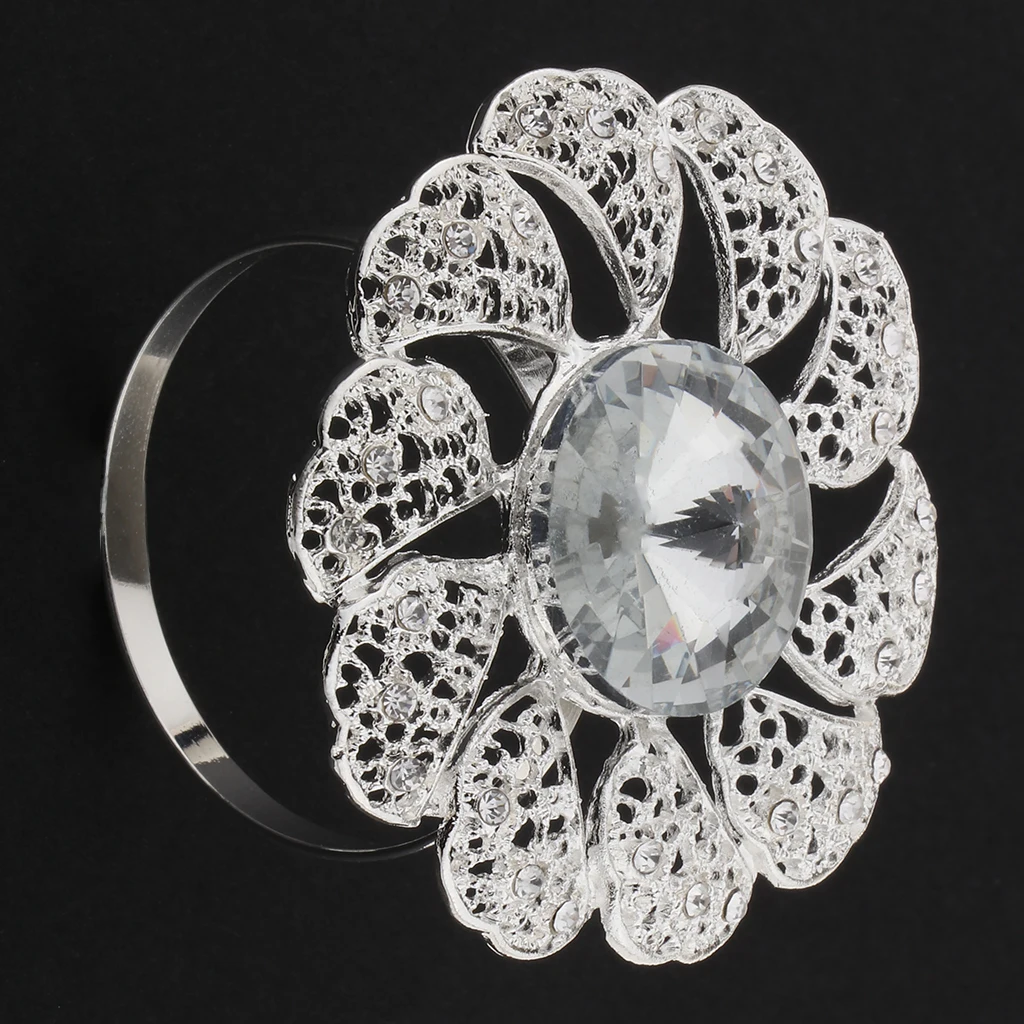 2 Color Hollow Flower Shape Metal Napkin Holder Table Decor for Wedding Dinning Party Napkin Buckle Napkin Ring