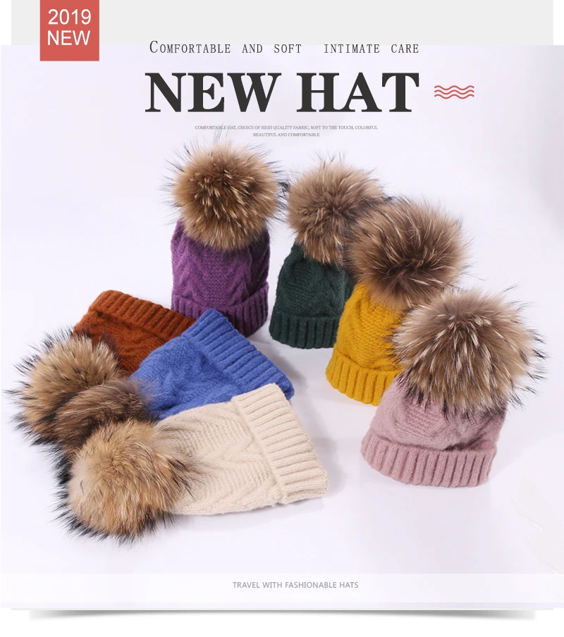 Women's hat Beanie Hat Skullies Autumn And Winter Warm Soft Knitted Hat Wool Hat Casual Solid fashion Outdoor Multiple Colour