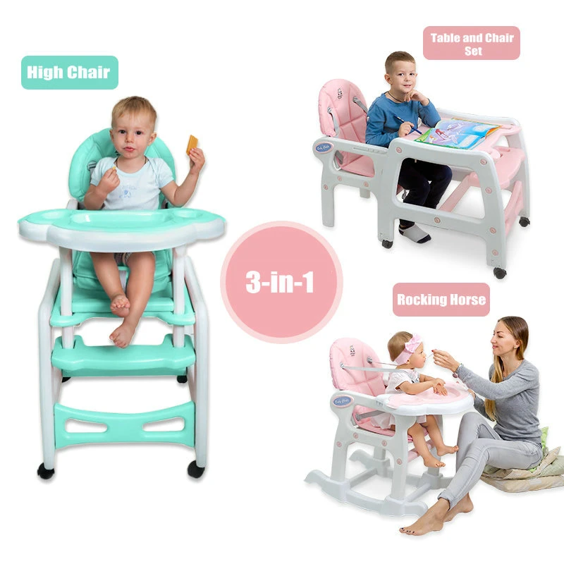 Chaise Haute Bebe 3 En 1 Avec Double Plateau Peut Etre Cheval A Bascule Et Ensemble Table Et Chaise Dossier Reglable Chaise D Alimentation Pour Bebe Aliexpress