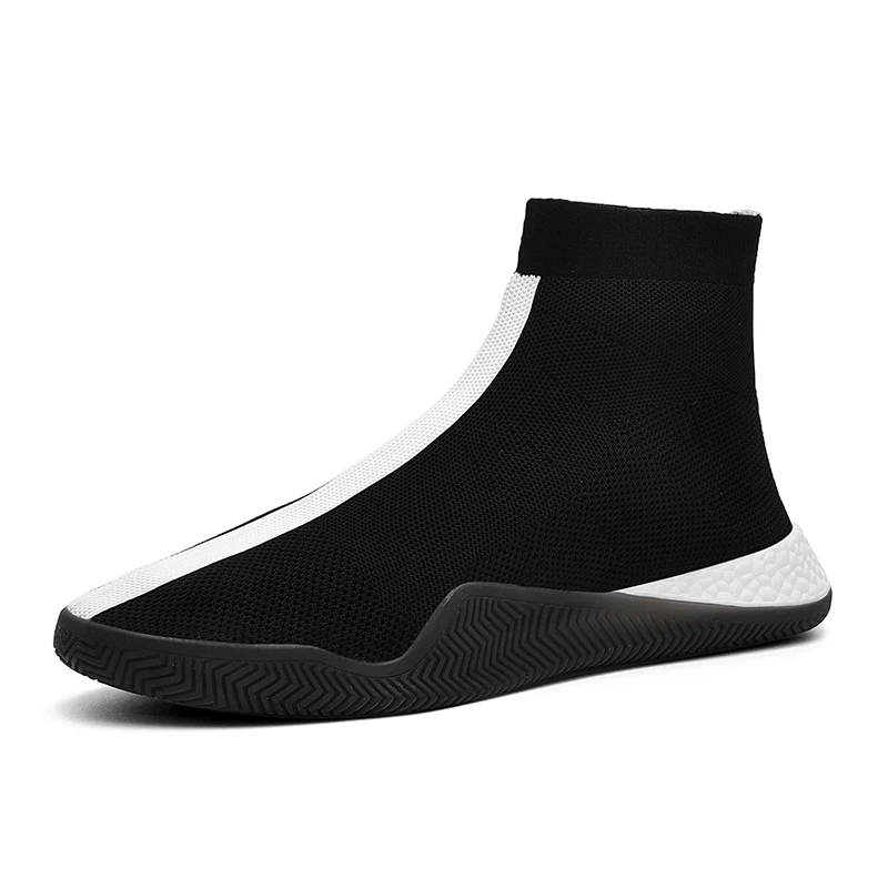 Мужские дышащие кроссовки с высоким берцем, мужские кроссовки для бега, мужские спортивные уличные носки, обувь hombre DP-199A - Цвет: Черный