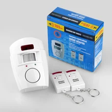 Système d'alarme PIR avec capteur infrarouge, 2 télécommandes de sécurité à domicile sans fil, détecteur de mouvement anti cambriolage, sirène 105db