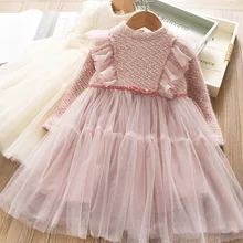Зимнее утепленное платье; Одежда для маленьких девочек; модное высококачественное платье принцессы; милое рождественское платье для маленьких девочек