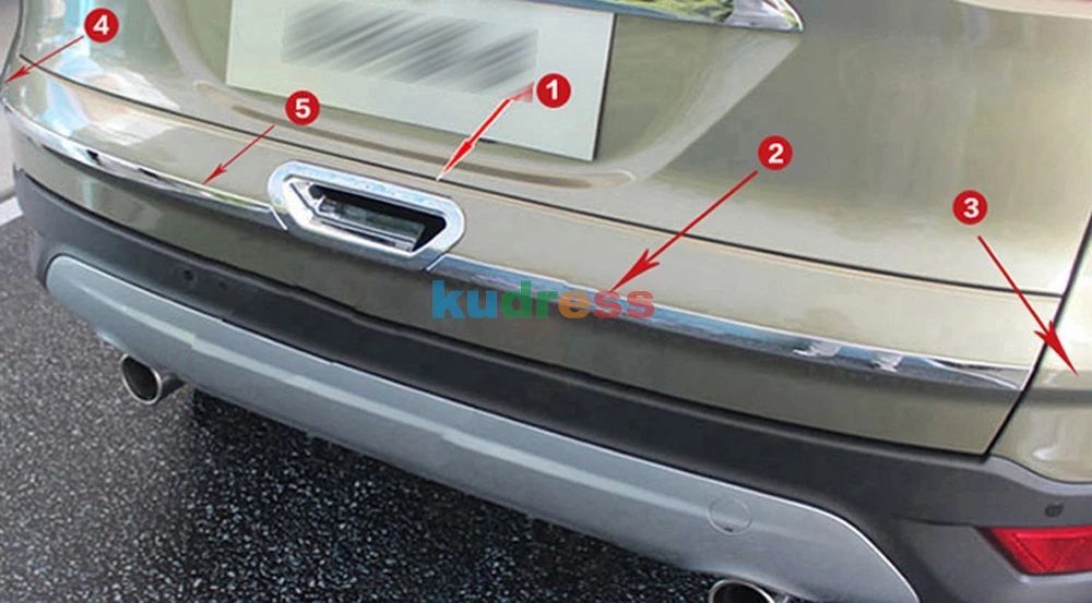 Для Ford Kuga Escape 2013 ABS хромированная Задняя Крышка багажника Нижняя декоративная крышка отделка задняя дверная ручка Чаша защитная накладка 5 шт