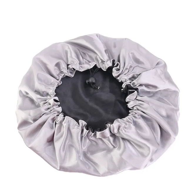 New Solid Women Satin Bonnet Fashion Stain Silky Big Bonnet for Lady Sleep Cap Headwrap Hat Hair Wrap Accessories Wholesale Adjust black