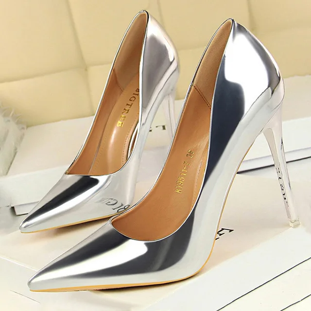 BIGTREE Shoes Woman Pumps Patent Leather High Heels Shoes Women Basic Pump Wedding Shoes Female Stiletto Women Heel Plus Size 43 1