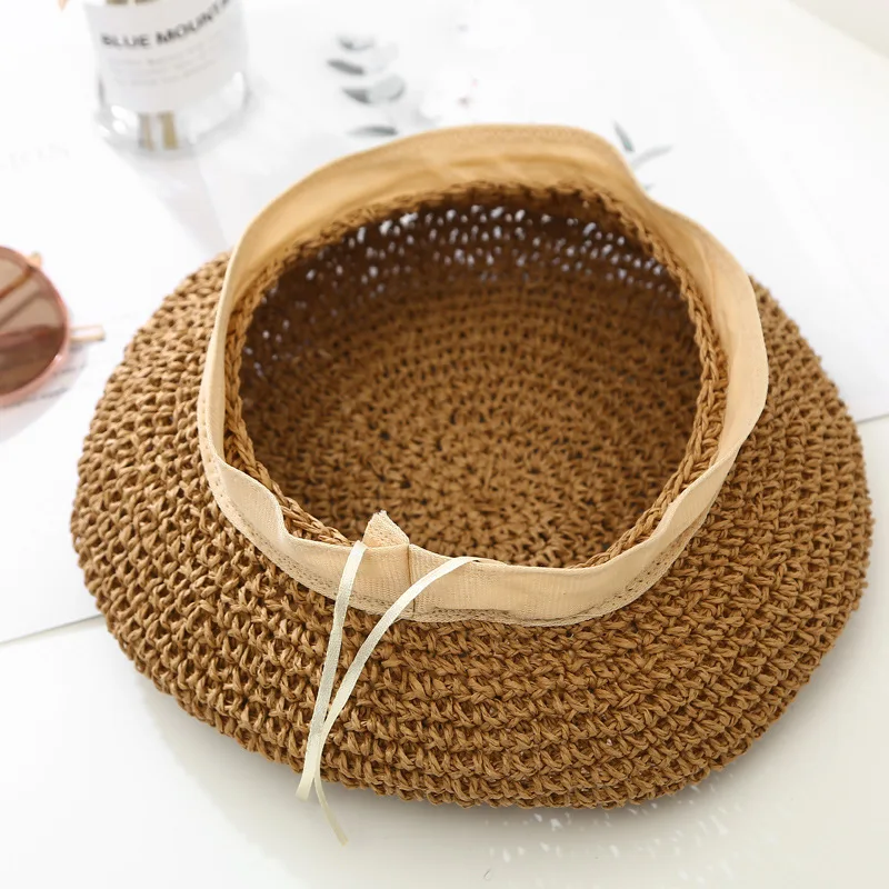 Summer Weave Beret Female Straw Hats For Women Spring Autumn Flat Sun Hat Breathable Casual Holiday Artist Beach Cap Chapeau 6