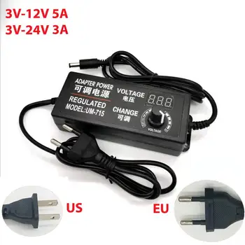 

Adjustable AC to DC 3V-12V 3V-24V Universal adapter with display screen voltage Regulated 3V 12V 24V power supply adatper