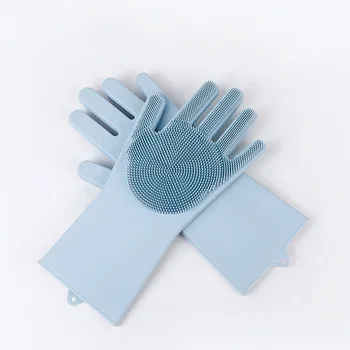 

Kitchen Clean Washing Tool Dishwashing Cleaning Gloves Magic Reusable Silicone Gloves Cleaning Brush Gloves Heat Resistant