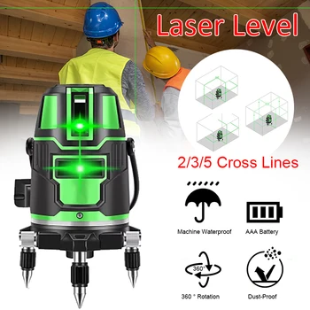

2/3/5 Cross Lines Laser Level 1.2M/1.5M Tripod Self-Leveling 360 Rotatable Green Radius Alternating Direct Horizontal Vertical