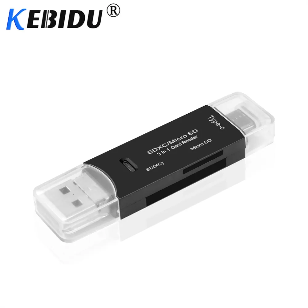 Kebidu 3 в 1 тип-c OTG кардридер Micro USB флэш-накопитель многофункциональный адаптер разъем Высокоскоростной TF OTG считыватель карт памяти