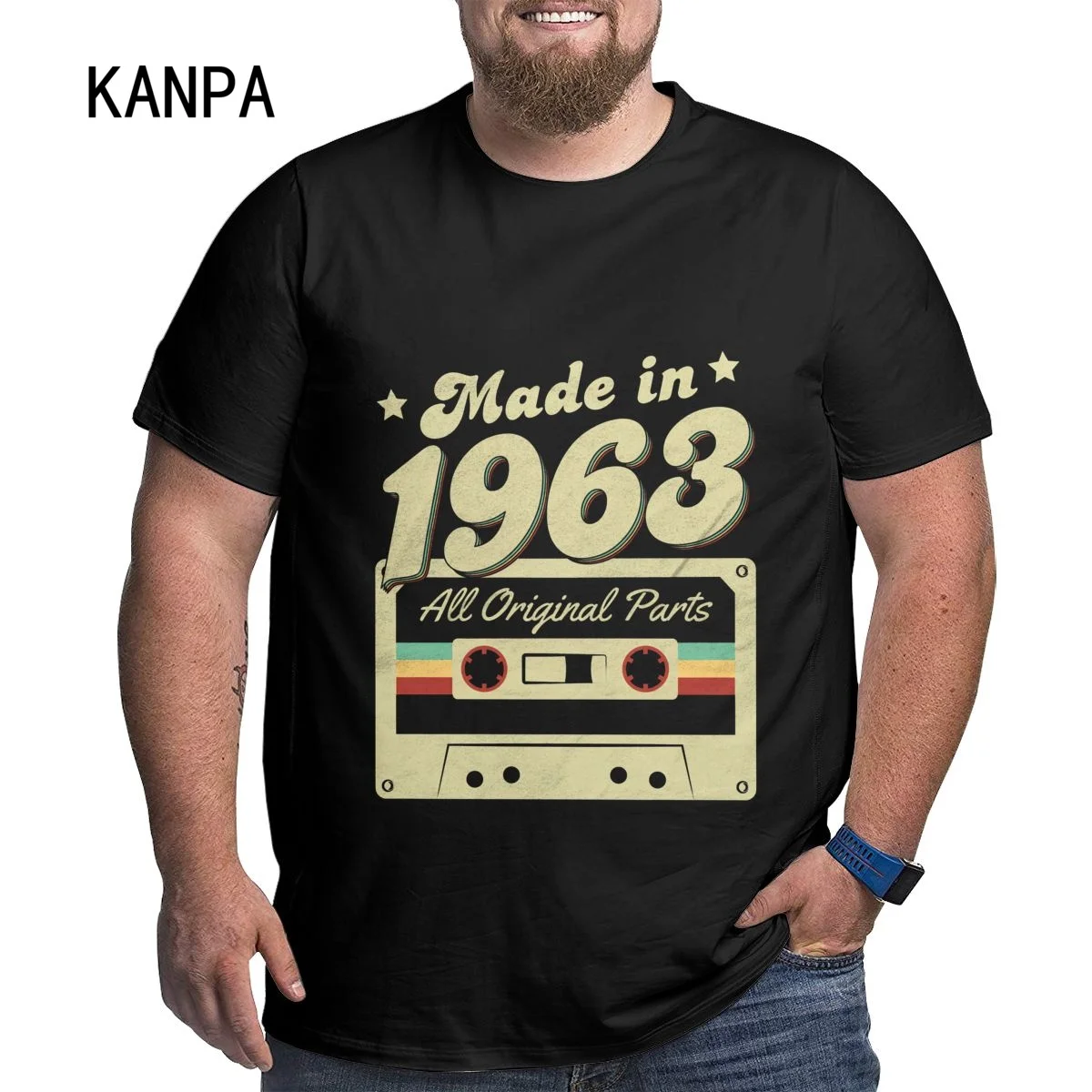 

Made in 1963 Men's Oversized T Shirt Cotton Crewneck Short Sleeve Tshirt Plus Size Loose Top Tees for Fathers Grandpa Gifts 2023