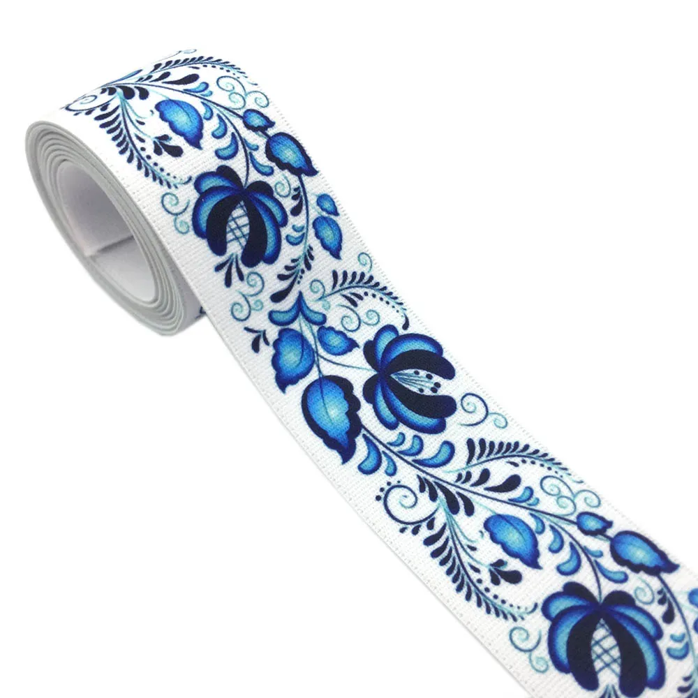 25mm 38mm 2/5/10 메터/몫 데이지 꽃 인쇄 의류 허리 탄성 웨빙 DIY 의류 밴드 가방 스트랩 바느질 액세서리