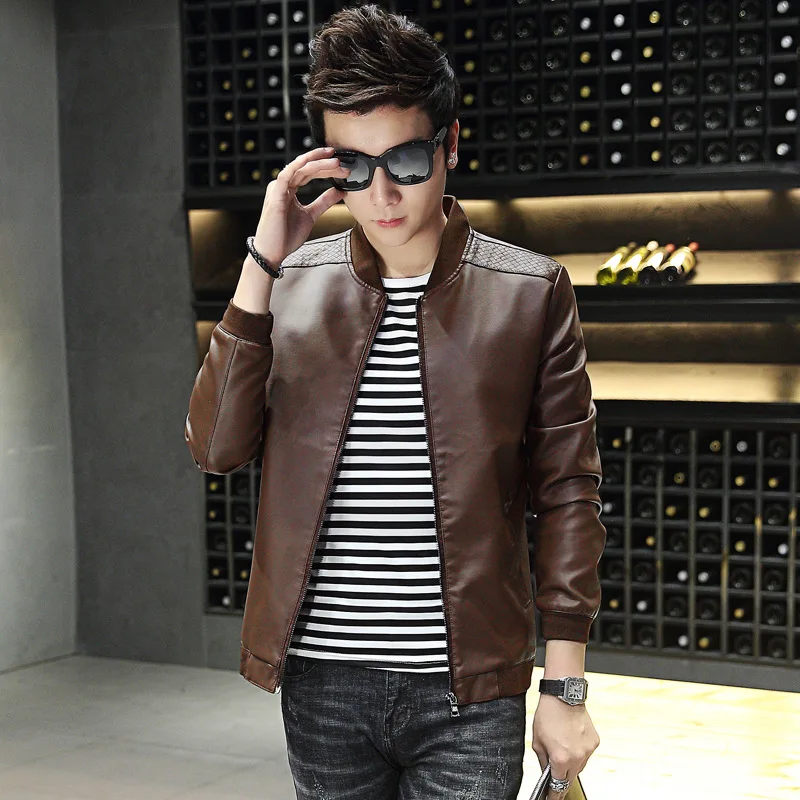 New Products Autumn And Winter Men'S Wear Fashion Man Jacket Youth Slim Fit PU Leather Men's Casual Coat Kw-w217