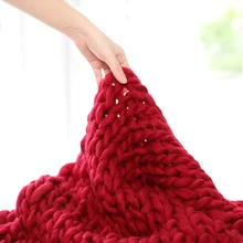 Модное вязаное шерстяное одеяло ручной работы из толстой шерсти мериноса объемное трикотажное одеяло s Прямая поставка 200X200 см