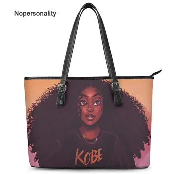 

Nopersonality Brand Luxury Design Handbags Women Black Art African Girl Printing Hand Bag Females Daily Shopping Top-Handle Bags