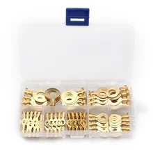 

150PCS M3/ M4 M5 M6 M8 M10 Ring Lugs Ring Eyes Copper Crimp Terminals Cable Lug Wire Connector Non-insulated Assortment Kit