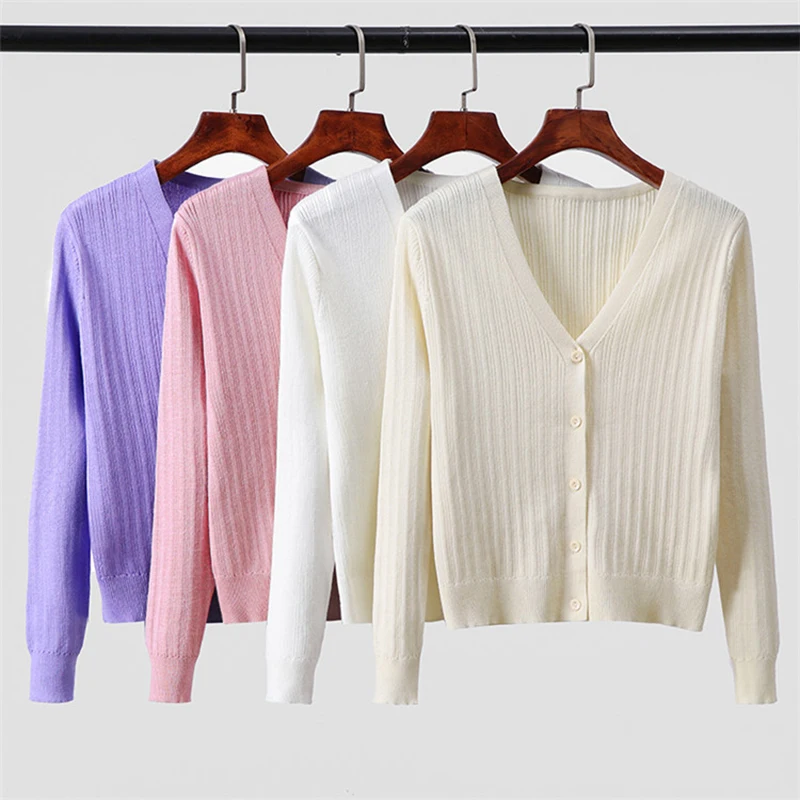 

Women Knitted Cardigan female Knitting Coat Buttoned Front V Neck Long Sleeve Ribbed Sweater 2019 Autumn Spring Knitted Tunics