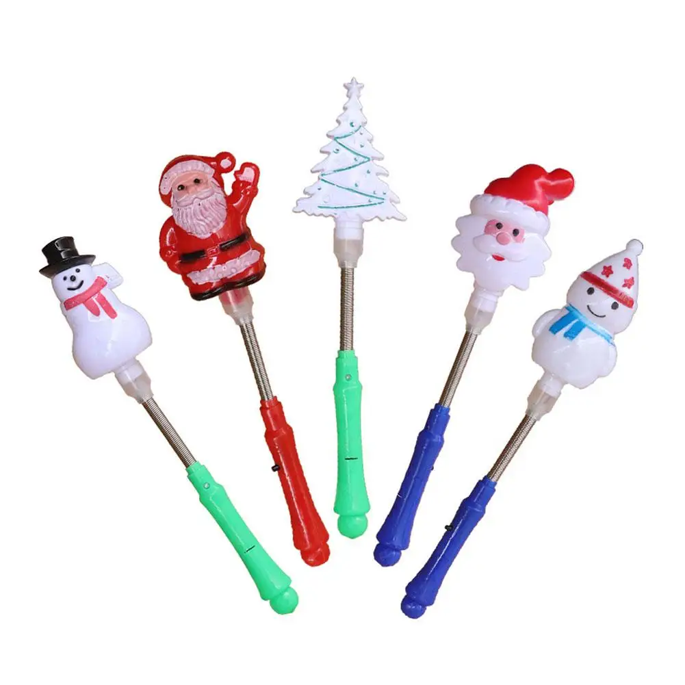 

2020 Christmas LED Flashing Light Up Stick With Spring Multicolor Christmas Tree Snowman Glowing Toy Luminous Gift For Children